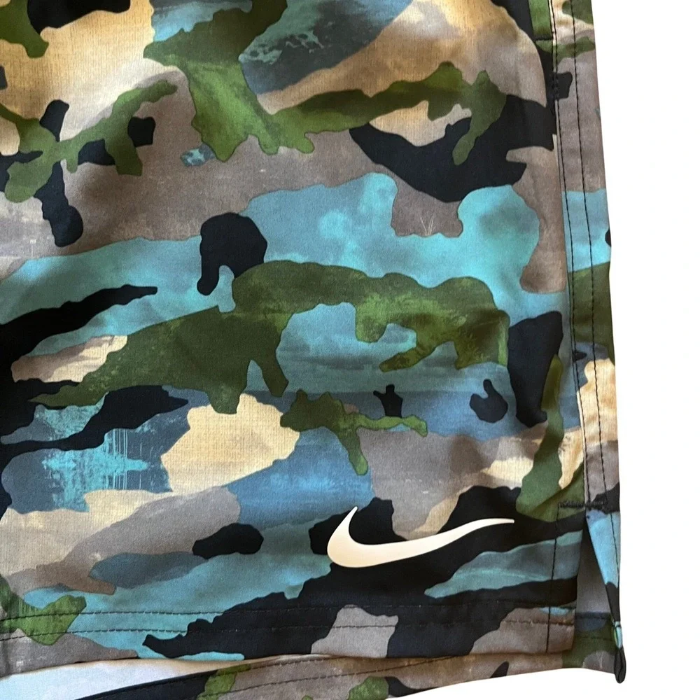 Nike Mens‎ Camo 5 Inch Volley Shorts Blue Green Swim Trunks NESSE548-001 XXL